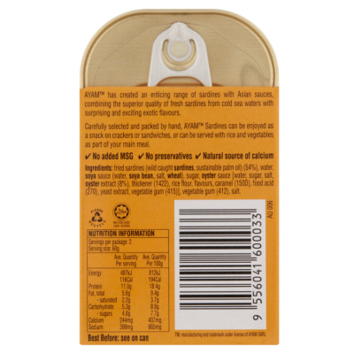Ayam Sardines with Tariyaki Sauce 120g x 24 Cans