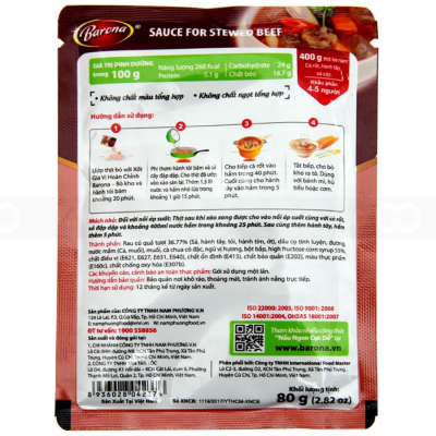 Barona Spice sauce Stewed beef 80g x 80 Bags