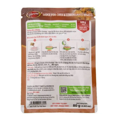 Barona Spice sauce-Sautéed lemongrass chili 80g x 80 Bags