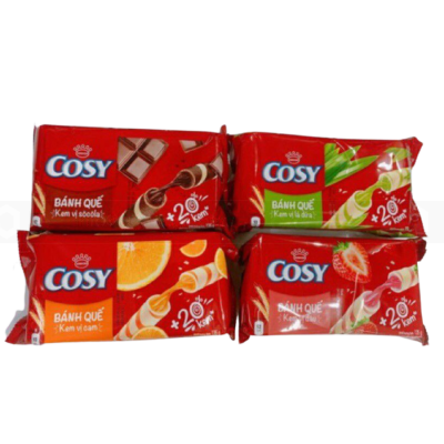 Cosy Wafer Roll Mixed Flavour (Strawberry, Pandan Leaf, Orange) 135g x 24 Bags