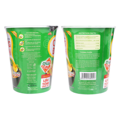Cung Dinh Spicy & Sour Shrimp Instant Noodle 71g x 24 cups