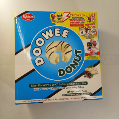 Doowee Donut White Chocolate Cake Filled with Milk Cream 290g (10 x 29g) x 10 boxes