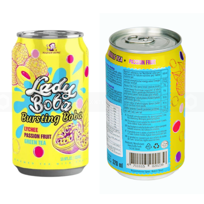 Wholesale Madam Hong Passion Fruit & Lychee Bubble Tea 320ml x 24 cans