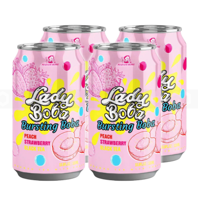 Wholesale Madam Hong Peach & Strawberry Bubble Tea 320ml x 24 cans