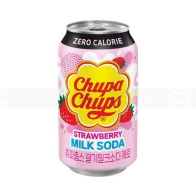 Wholesale Chupa Chups Strawberry Milk Soda Zero 350ml  x 24 cans