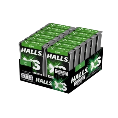 Halls XS Lime Sugar Free 12.6g 12 Jar x 24 Displays