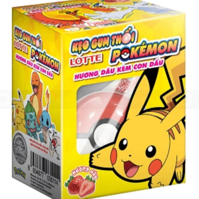 Lotte Pokemon Gum Blowing Strawberry Flavor With Stamp 3g