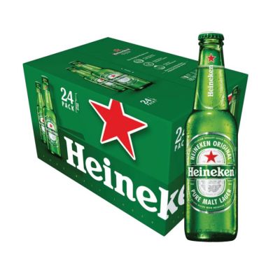 Heineken Alcohol 5% Beer 330ml x 24 Glass Bottles