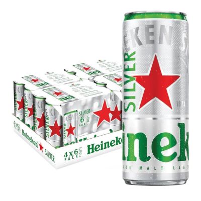 Heineken Alcohol 4% Beer 330ml x 24 Silver Cans
