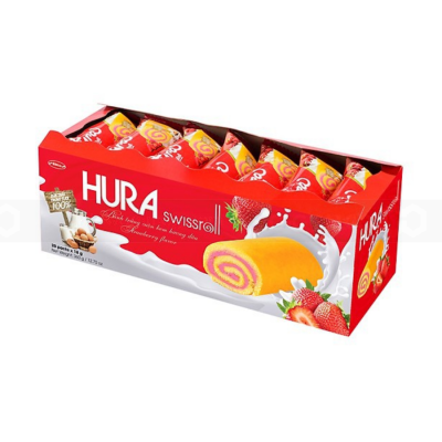 Hura Demi Strawberry Flavor Swissroll 360g x 12 Boxes