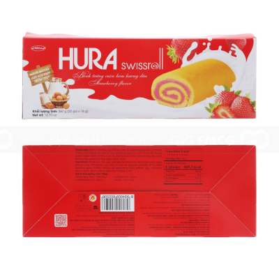 Hura Demi Strawberry Flavor Swissroll 360g x 12 Boxes
