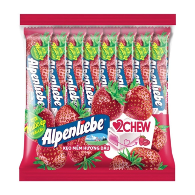 Alpenliebe 2 Chew Strawberry 24.5g x 16 Sticks x 24 Pouches