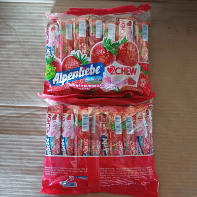 Alpenliebe 2 Chew Strawberry 24.5g x 16 Sticks x 24 Pouches