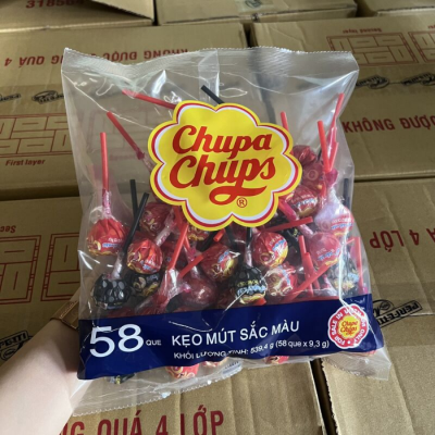 Wholesale Chupa Chups Lollipops Cola & Strawberry 58 pcs 580g x 18 Pouch