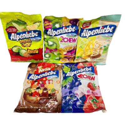 Alpenliebe 2 Chew Kiwi Passion Fruit Chia Seeds 84g x 45 Bags