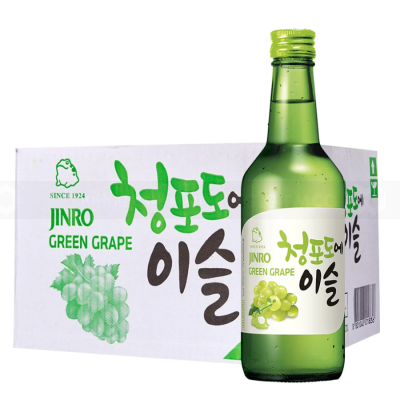 Wholesale JINRO Soju Green Grape Alc. 13% 360ml x 20 bottles