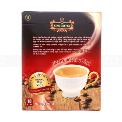 King Coffee 3 in 1 Instant Coffee 16g x 10 Sticks x 48 Boxes