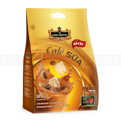 King Coffee 3 in 1 Instant Coffee 24g x 50 Sachets x 12 Bags