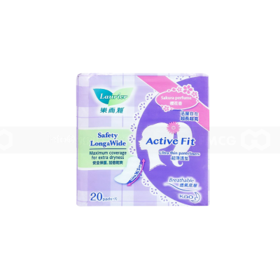 Lauríer Active Fit Sanitary Safety Long & Wide Sakura Perfume 20 Piece x 24 Packs