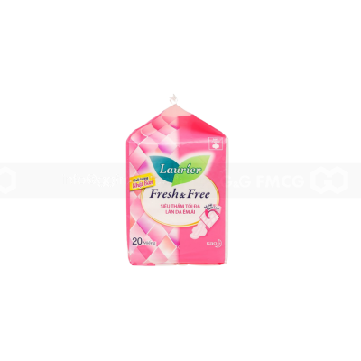 Lauríer Fresh & Free Sanitary Pads Thick Wings 20 Piece x 24 Packs