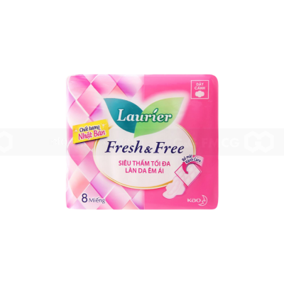 Lauríer Fresh & Free Sanitary Pads Thick Wings 8 Piece x 60 Packs