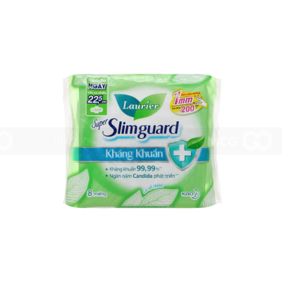 Lauríer Super Slimguard Day Sanitary Antimicrobial Pads 22cm x 8 Piece x 24 Packs