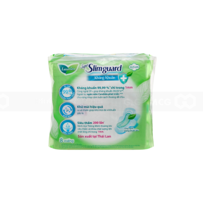 Lauríer Super Slimguard Day Sanitary Antimicrobial Pads 22cm x 8 Piece x 24 Packs