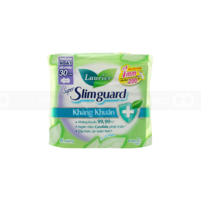 Lauríer Super Slimguard Day Sanitary Antimicrobial Pads 30cm x 6 Piece x 24 Packs
