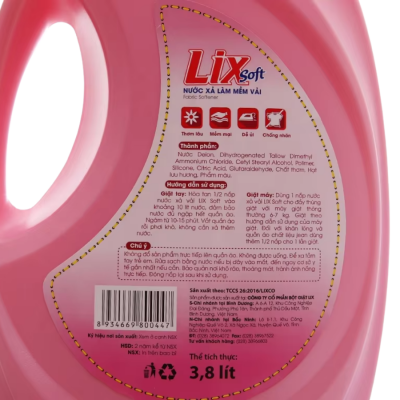 Lixsoft Fabric Softener Rose Fragrance 3.8l x 4 bottles