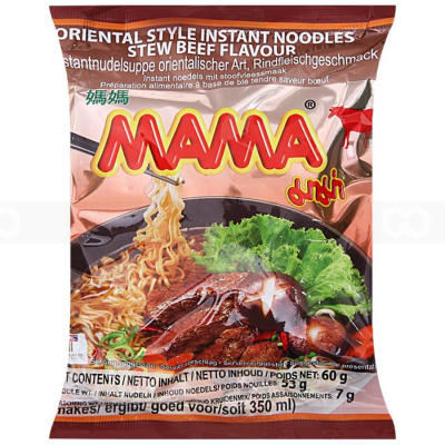 MaMa Oriental Style Instant Noodles Stew Beef Flavour 60g x 30 Bags x 6 Boxes