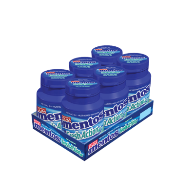 Mentos Fresh Action Gum 56g x 6 Jars x 12 Boxes
