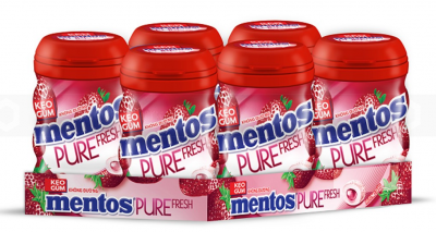 Mentos Pure Fresh Gum - Strawberry 61.25g  x 6 Jars x 12 Blocks