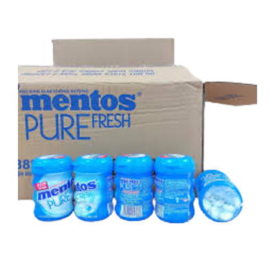 Mentos Pure Fresh Gum - Freshmint 61.25g x 6 Jars x 12 Blocks