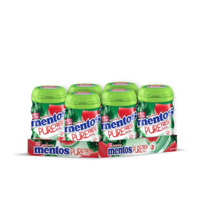 Mentos Pure Fresh Gum Watermelon 61.25g x 6 Jars x 12 Blocks
