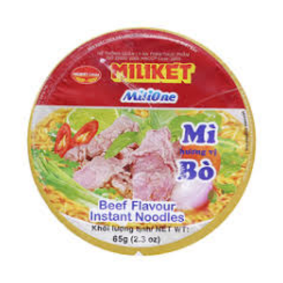 Miliket Beef Instant Cup Noodle 65g x 24 Cups (Halal)