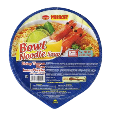 Miliket Shrimp Tom Yum Instant Bowl Noodle 75g x 12 Cups (Halal)