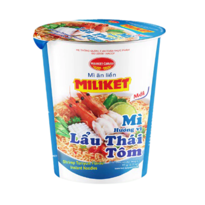 Miliket Shrimp Tom Yum Instant Bowl Noodle 75g x 12 Cups (Halal)