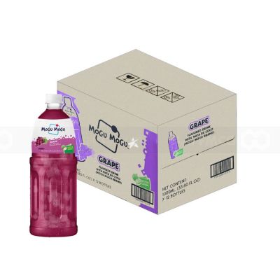 Mogu Mogu Grape Flavored Drink With Natade Coconut 1L x 12 Bottles