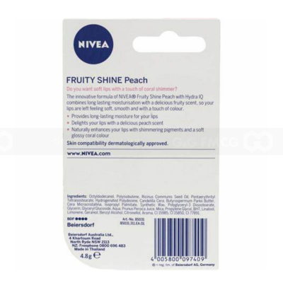 NIVEA Fruity Shine Peach Lip Care 4.8g x 24 Packs