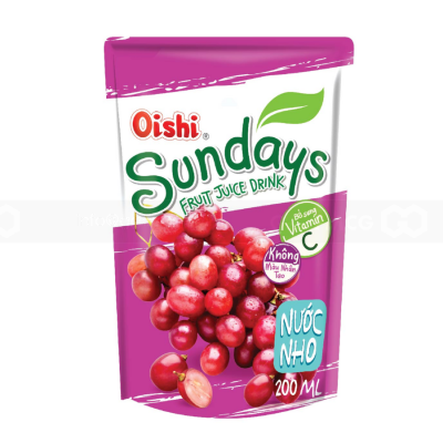 Oishi Sundays Grapes Juice Drink 180ml x 10 Bags