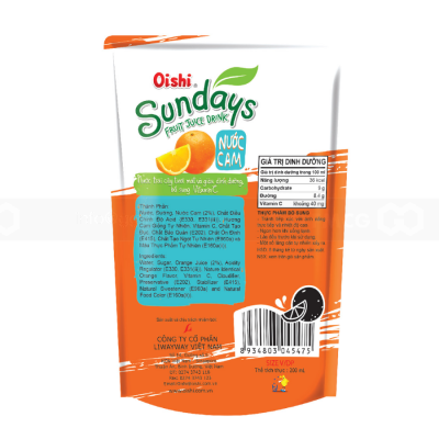 Oishi Sundays Oranges Juice Drink 180ml x 10 Bags