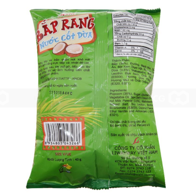 Oishi Roasted Corn In Coconut Milk Snack 40g x 25 Bags