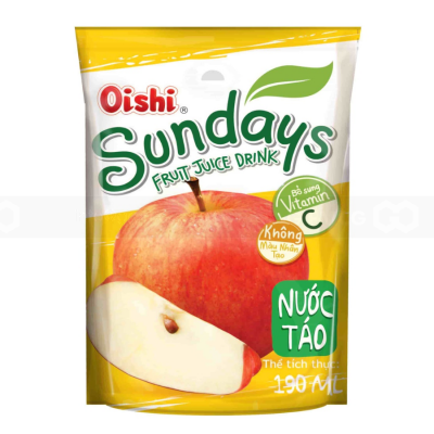 Oishi Sundays Apple Juice Drink 180ml x 10 Bags