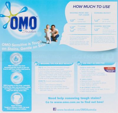Omo Sensitive Laundry Detergent Washing Powder Front and Top Loader 1kg
