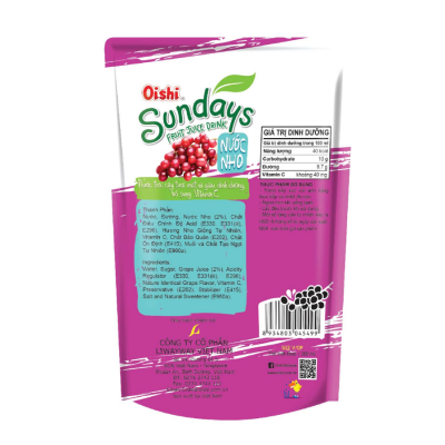 Oishi Sundays Grapefruit Juice Drink 180ml x 10 Bags