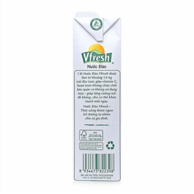 VFresh Peach Juice Drink 1L x 12 Boxes