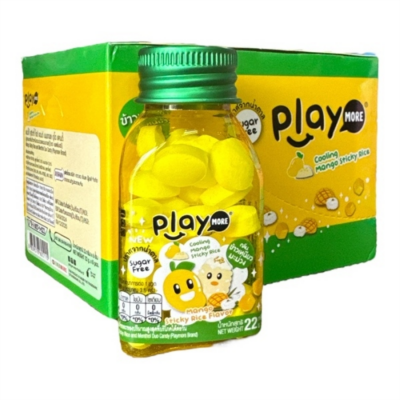 Playmore Mango Sticky Rice Flavored Mints 22g x 6 Jars x 24 Boxes