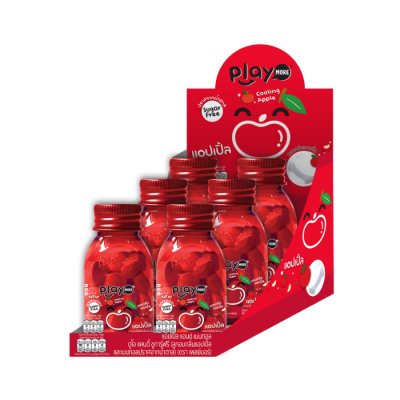 Playmore Red Apple Flavored Mints 22g x 6 Jars x 24 Boxes