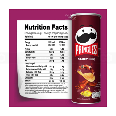 Pringles Potato Crisps Saucy BBQ 134gr x 12 pcs