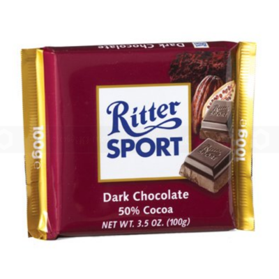 Ritter Sport Dark Chocolate 50%  cacao 100g x 12 Bars